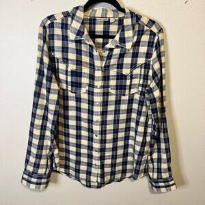 Holding Horses Anthropologie Plaid Western Button Up Blouse Size 10